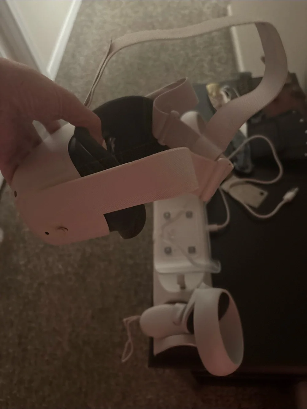 Oculus Quest 2 VR Headset in White with Blue Accent Lighting